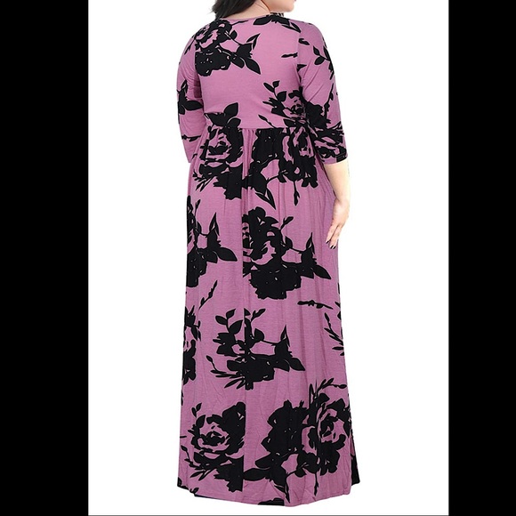🆕3/4 Sleeve Floral Print Plus Size Maxi Dress - Picture 2 of 3